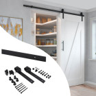Kit de quincaillerie pour porte coulissante suspendue en bois de Barn, Sans fermeture souple, panneaux non inclus, Acier et Plastique, Peint en noir