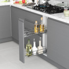 Porte-bouteilles extractible Suprastar avec fermeture amortie, module 150mm, acier, chromé