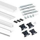 Kit de ferrures pour 2 portes coulissantes et armoire à fermeture souple Placard 74, profilé Wave, épaisseur 16mm, panneaux non inclus, Peint en blanc