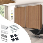 Kit de quincaillerie pour Placard 81 2 portes coulissantes à fermeture souple, profil profond, épaisseur 18mm, panneaux non inclus, Anodisé mat