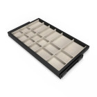 Kit de organiser de tiroirs et cadre coulissant soft close pour armoires, réglable, module 800mm, Noir texturé et Gris pierre
