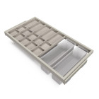Kit de organisateur de tiroirs, plateau auxiliaire et cadre de coulissage soft close pour armoires, rÃ©glable, module 900mm, Gris pierre