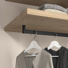 Lot de 2 rails de penderie Luxe de 0,75 m de long avec supports, Aluminium et Plastique, Peint en noir texturé