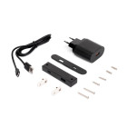 Connecteur USB A+C Linky (81x12mm), 5V DC 2A (10W), Plastique noir, Plastique