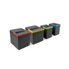 Kit poubelle de tri sélectif pour tiroir de cuisine avec socle Recycle hauteur 266mm, 2x15litres, 2x7litres, module 800mm, Plastique Gris antracite