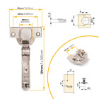 Lot de 20 charnières super coudées X92 avec fermeture amortie et embases à visser, Hauteur 0, Acier, Nickelé