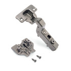 Lot de 10 charnières droites X91 à ouverture de 165 degrés avec fermeture amortie et embases euro, hauteur 0, acier, titane