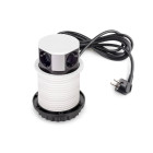 Multiconnecteur Vertikal Push diamètre 100mm, 3 prises de type Schuko, 1 USB type A, 1 USB type C, Acier et Plastique, Peint en blanc