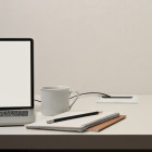 Passe-câbles de table Quadrum, rectangulaire, 269x80mm, à encastrer, Aluminium, Peint en noir