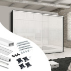 Kit de quincaillerie pour armoire à 2 portes coulissantes avec fermeture souple Placard 74, Modèle de poignée Sharp, épaisseur 19mm, panneaux non inclus, Peint en blanc