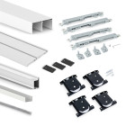 Kit de quincaillerie pour armoire à 2 portes coulissantes avec fermeture souple Placard 74, Modèle de poignée Sharp, épaisseur 19mm, panneaux non inclus, Peint en blanc