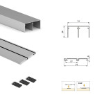 Kit de quincaillerie pour armoire à 2 portes coulissantes avec fermeture souple Placard 74, Modèle de poignée Sharp, épaisseur 16mm, panneaux non inclus, Anodisé mat