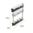 Porte-bouteilles extractible TitaneMax avec fermeture à amortie, gauche, 3 plateaux, module 150mm, Acier, Gris Anthracite