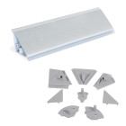 Lot de 2 profils d'étancheité triangulaires Plasline avec accessoires d'installation, 2 profils longueur 2.35m, Plastique, Anodisé Satiné