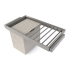 Kit de porte-pantalon à 7tringles, panier et rack ajustable Quartz pour armoires, glissières extension totale et à fermeture douce, Module 90cm, Finition Titane