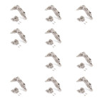 Lot de 10 charnières coudées X91 Ouverture à 165 degrés avec fermeture amortie et embases Euro, Hauteur 0, Acier, Nickelé