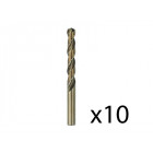Lot de 10 forets à métaux rectifiés HSS-co standard DIN 338 Ø5.0mm Longueur 86mm BOSCH 2608585885