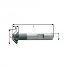 Fraise conique, forme D, 45°, Ø d1 - js16 : 22,0 mm, Long. totale l1 67 mm, Hauteur de coupe b - js 14 6,0 mm, Ø queue d2 - h6 : 12 mm, Dents : 8