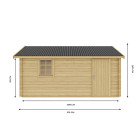 Garage Bois NEWPORT Double Porte en Bois 19,2m² - Epaisseur des Madriers : 44mm - Toit Double Pente - Porte de Service - Abris Voiture