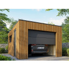 Garage bois traité RINGWOOD - surface intérieure : 20m² - porte sectionnelle - structure osb - revêtement membrane epdm - 1 voiture - bois européen