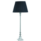 Grande lampe de table mantel, en chrome, abat-jour noir