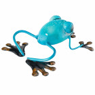 Grenouille en métal déco bleu 12x5x22cm