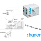 Kit interphone sans fil, portée 400m, platine de rue+ batterie+tèl hager