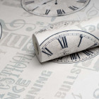Papier peint intissé vinyle - Modèle horloge blanc