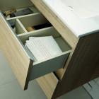 Ensemble meuble de salle de bain 100cm simple vasque + colonne de rangement - ebony (bois noir)