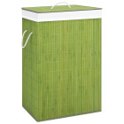 Panier à linge avec 2 sections bambou vert 72 L