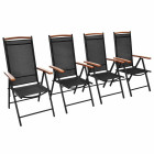 Chaises pliables de jardin aluminium 58x65x109 cm 4 pcs noir