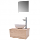 vidaXL Quatre pièces pour salle de bains avec lavabo et robinet beige