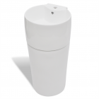 vidaXL Vasque à trou de trop-plein/robinet céramique Blanc pour salle bain