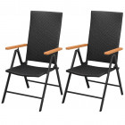 Vidaxl chaise de jardin 2 pcs résine tressée aluminium noir