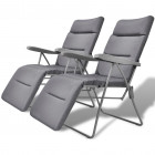 Vidaxl chaise de jardin pliable avec coussin 2 pcs gris