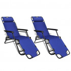 Vidaxl chaise longue 2 pcs avec repose-pied pliable réglable bleu