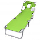 Vidaxl chaise longue avec coussin de tête dossier réglable vert pomme