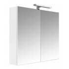 Armoire de toilette éclairante 80 cm 2 portes miroirs blanc brillant prise ute - juno