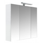 Armoire de toilette éclairante 80 cm 3 portes miroirs blanc brillant prise ute - juno