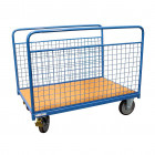 Chariot modulaire ridelle grillagé charge 500 kg 1200 x 800 mm roues rectangle