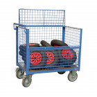 Chariot conteneur grillagé charge 500 kg 1000 x 700 mm (460 l) avec toit