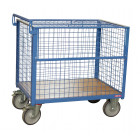Chariot conteneur grillagé charge 500 kg 1200 x 800 mm (640 l) avec toit