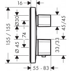Set de finition pour mitigeur thermostatique ecostat e encastré avec robinet d'arrêt et inverseur chromé