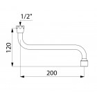 Bec universel horizontal f1/2" l.200 - h.120 brise-jet réglable