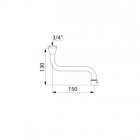 Bec universel horizontal f3/4" l.150 - h.130 brise-jet réglable