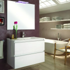 Meuble de salle de bain 100cm simple vasque - 2 tiroirs - balea - blanc