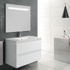 Meuble de salle de bain simple vasque - 2 tiroirs - balea et miroir led stam - blanc - 100cm