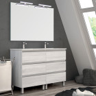 Meuble de salle de bain 120cm double vasque - 6 tiroirs - palma - hibernian (bois blanchi)