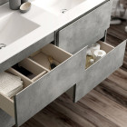 Ensemble meuble de salle de bain 120cm double vasque + colonne de rangement palma - ciment (gris)