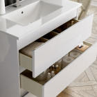 Meuble de salle de bain 100cm simple vasque - 2 tiroirs - sans miroir - balea - blanc